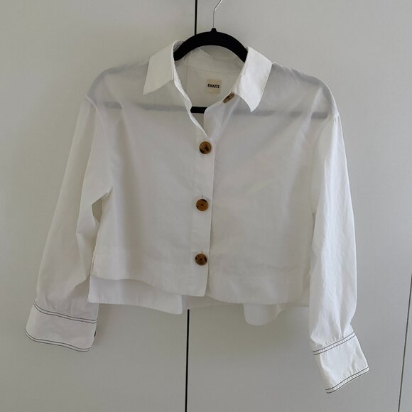 KHAITE Tops - Khaite Cotton Crop Blouse White XS S